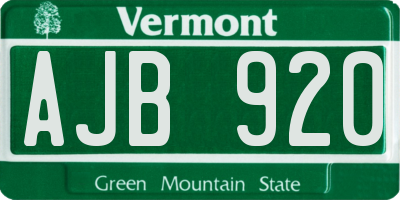 VT license plate AJB920