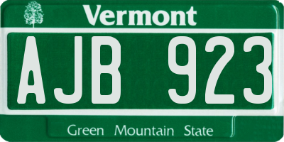 VT license plate AJB923