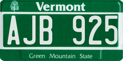 VT license plate AJB925