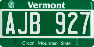 VT license plate AJB927