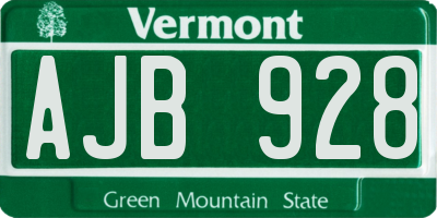 VT license plate AJB928