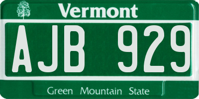 VT license plate AJB929