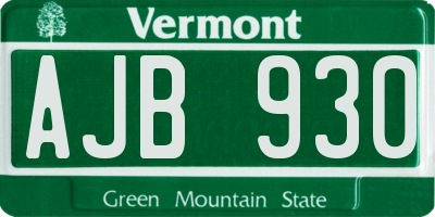 VT license plate AJB930