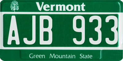 VT license plate AJB933