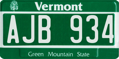 VT license plate AJB934