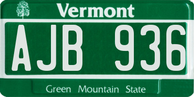 VT license plate AJB936