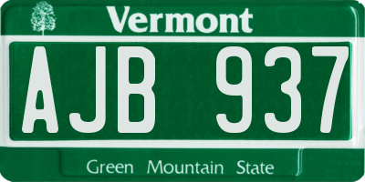 VT license plate AJB937