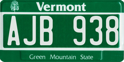 VT license plate AJB938