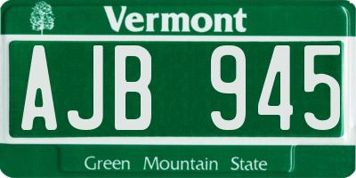 VT license plate AJB945