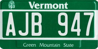 VT license plate AJB947