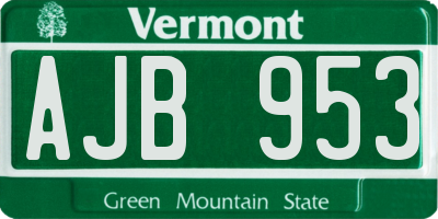 VT license plate AJB953