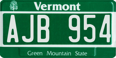 VT license plate AJB954