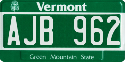VT license plate AJB962