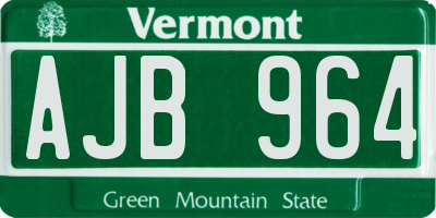 VT license plate AJB964