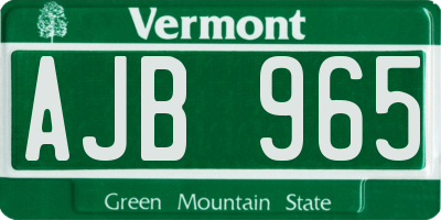 VT license plate AJB965