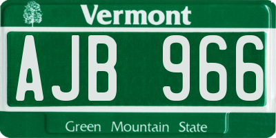 VT license plate AJB966