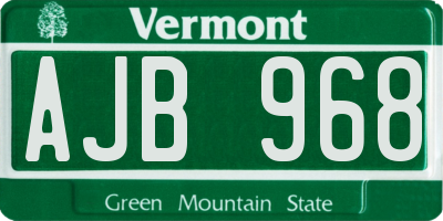 VT license plate AJB968