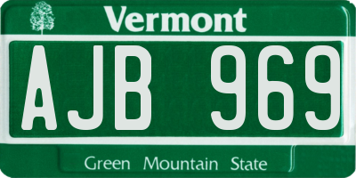 VT license plate AJB969