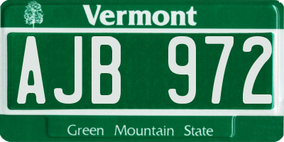 VT license plate AJB972