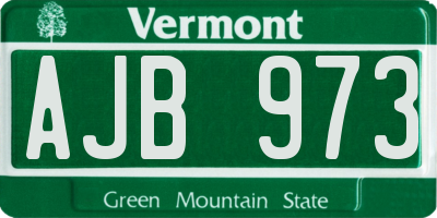 VT license plate AJB973