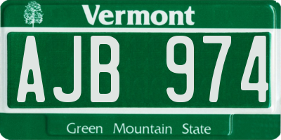 VT license plate AJB974