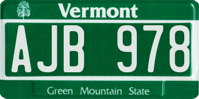 VT license plate AJB978