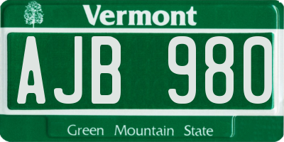 VT license plate AJB980