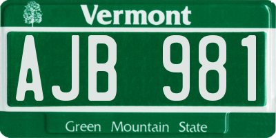 VT license plate AJB981
