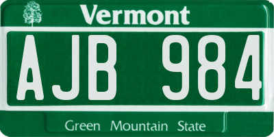 VT license plate AJB984