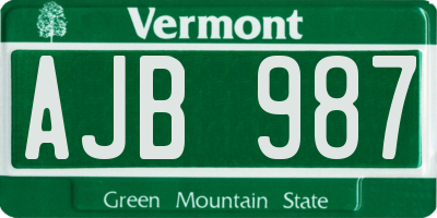 VT license plate AJB987
