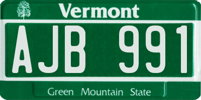 VT license plate AJB991