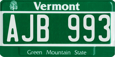 VT license plate AJB993