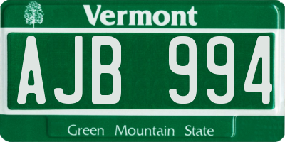 VT license plate AJB994