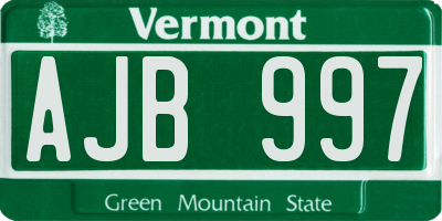 VT license plate AJB997