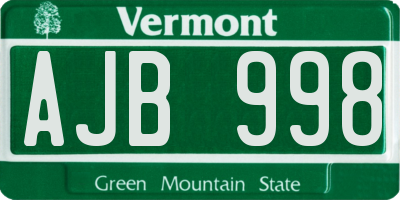 VT license plate AJB998