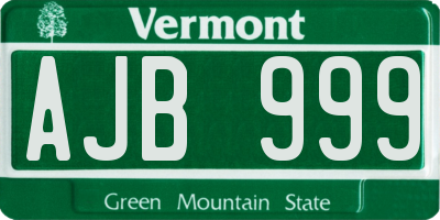 VT license plate AJB999