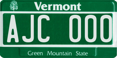 VT license plate AJC000