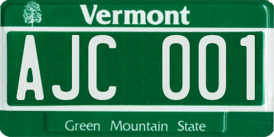 VT license plate AJC001