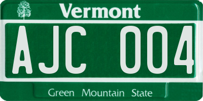 VT license plate AJC004
