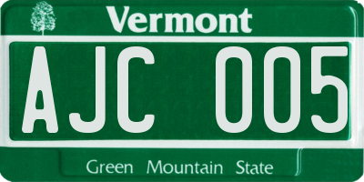 VT license plate AJC005