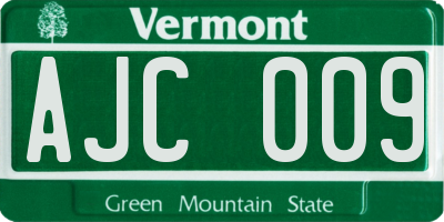 VT license plate AJC009
