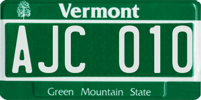 VT license plate AJC010