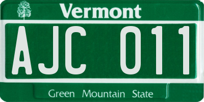 VT license plate AJC011