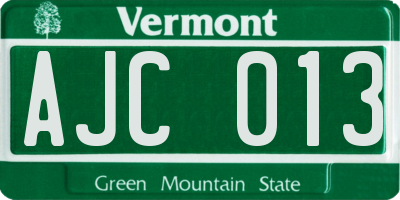 VT license plate AJC013