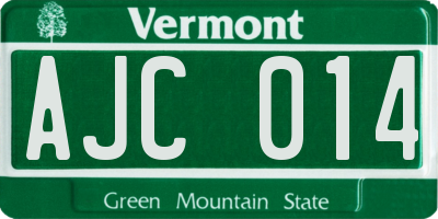 VT license plate AJC014