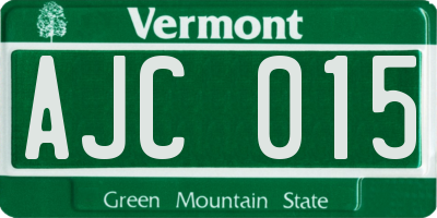 VT license plate AJC015