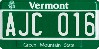 VT license plate AJC016