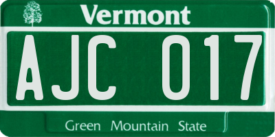VT license plate AJC017