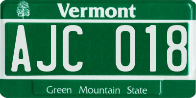 VT license plate AJC018