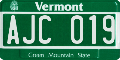 VT license plate AJC019